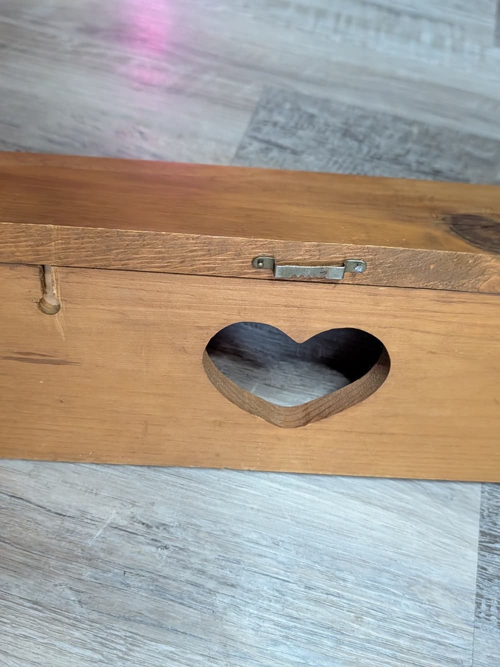 Vintage Wood Heart Peg Shelf Brown Cottage Country Folk - Thumbnail 6