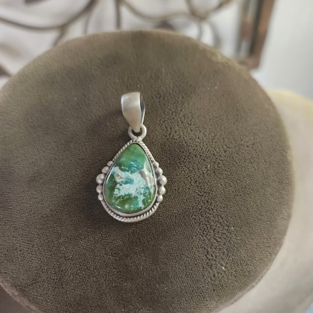 New - Sanoran Gold Turquiose Sterling Silver Southweatern Style Pendant