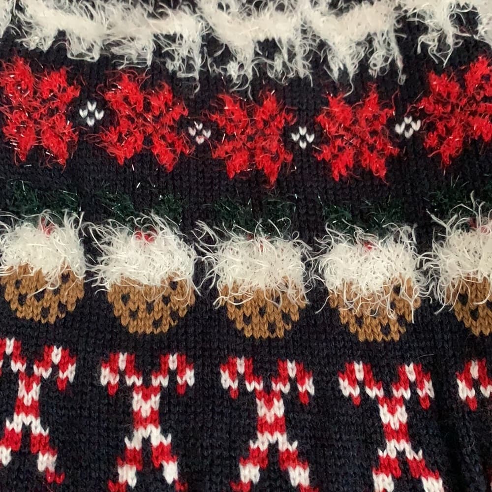 Women's Festive Holiday Sweater With Riendeer Cookies Candy Canes Shaggy Accents - Thumbnail 6