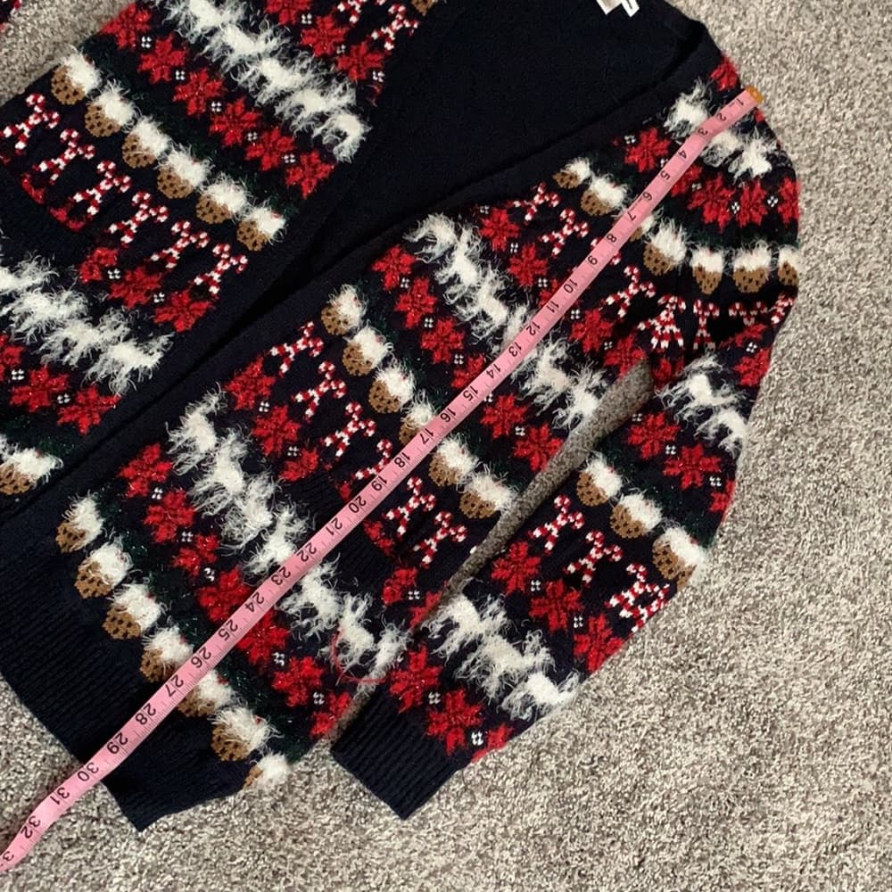 Women's Festive Holiday Sweater With Riendeer Cookies Candy Canes Shaggy Accents - Thumbnail 3