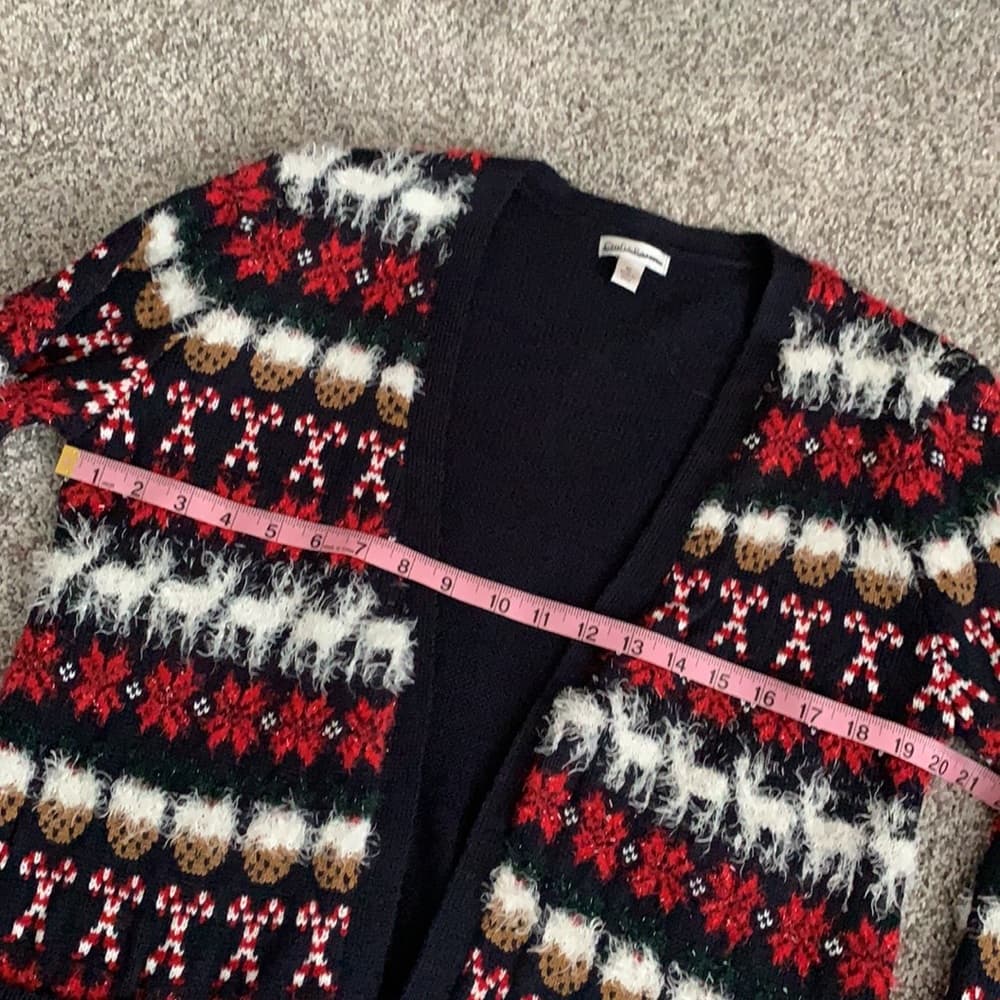 Women's Festive Holiday Sweater With Riendeer Cookies Candy Canes Shaggy Accents - Thumbnail 4