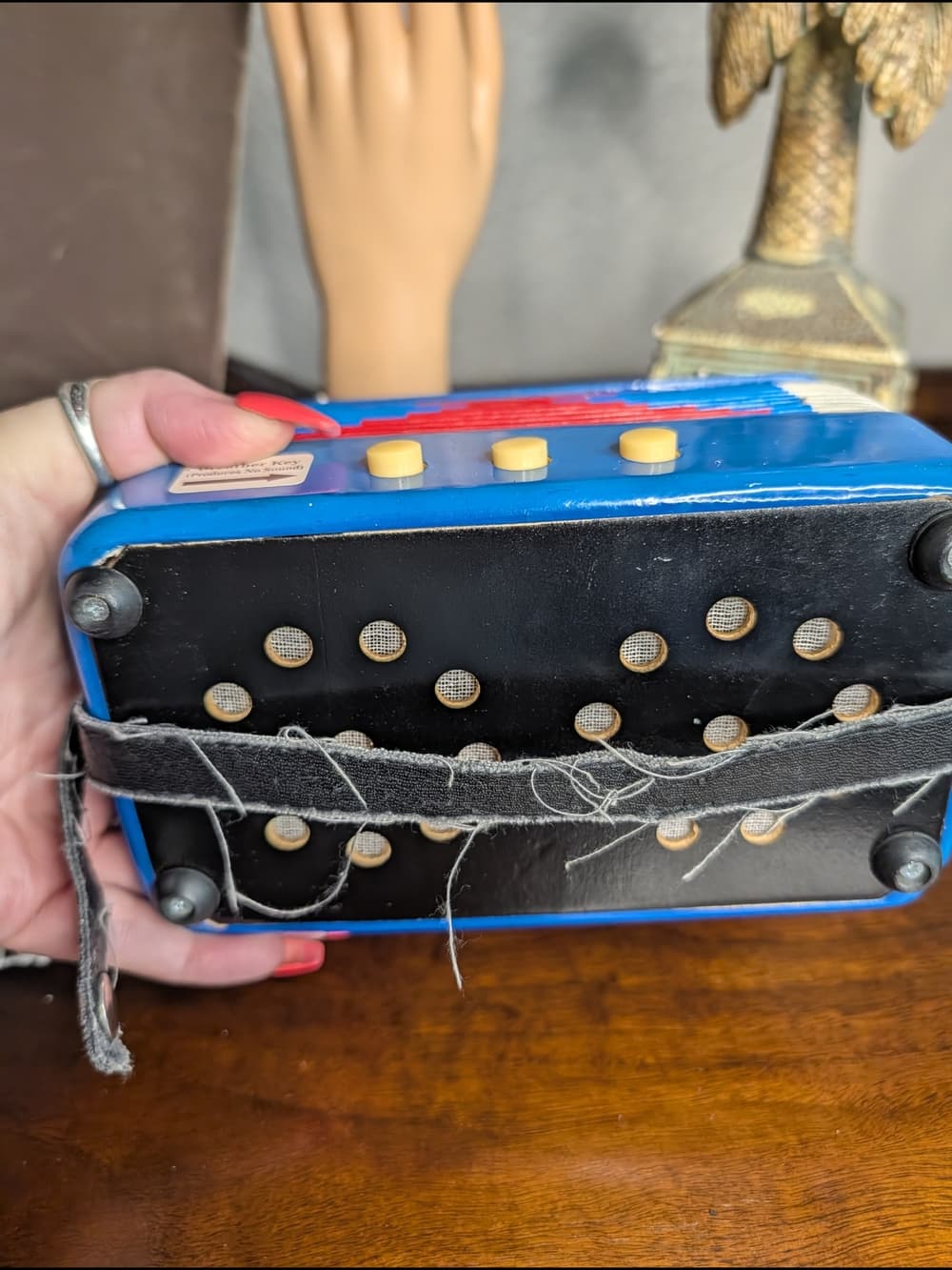 Vintage Schylling The Little Blue Accordion - Musical Toy Works Fun - Thumbnail 6