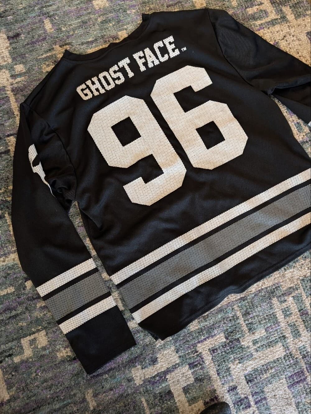 Ghost Face Black And White Hockey Jersey with Graphic Halloween 96 - Thumbnail 7