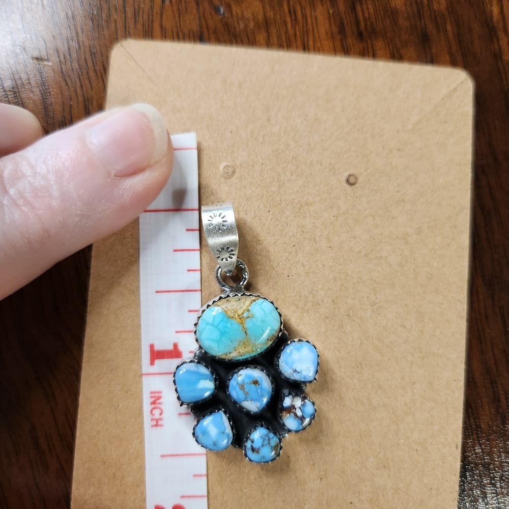 New- Sierra Bella And Golden Hills Turquoise Sterling Silver Stamped Pendant - Thumbnail 5