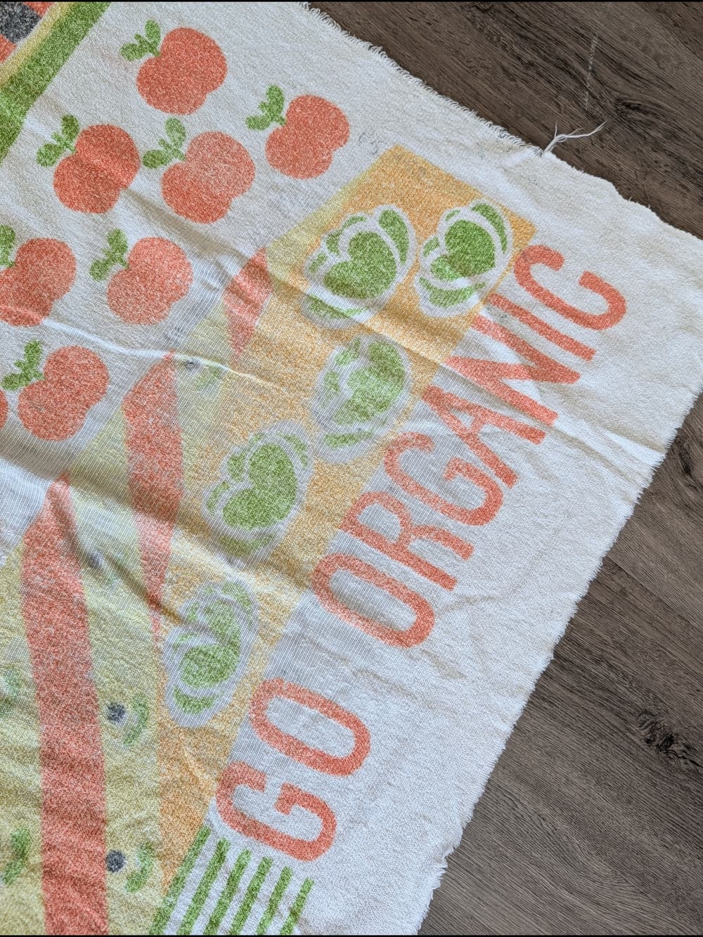 Vintage 1970s Gardening Girl 50" Towel Wall Hanging Go Organic - Thumbnail 4
