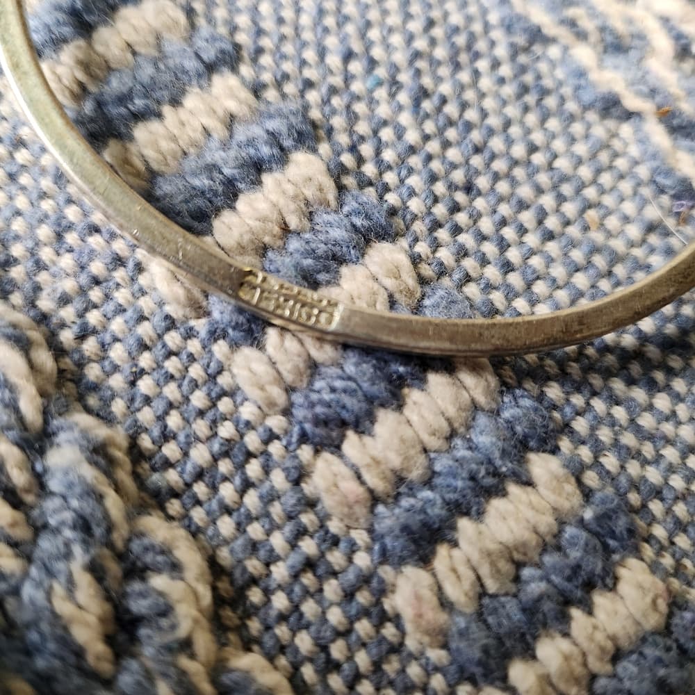 Vintage Mexico Sterling Silver and Blue Purple Abalone Shell Women's Bracelet - Thumbnail 3