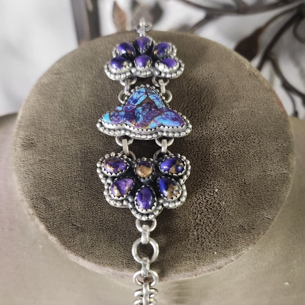 Sterling Silver Mojave Turquoise Cluster Link Bracelet | Southwestern Statement - Thumbnail 14