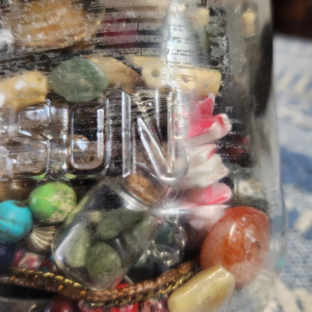 Jar of Mixed Beads Wood Bone Shell And Other Tribal Crafting And Jewelry Making - Thumbnail 7