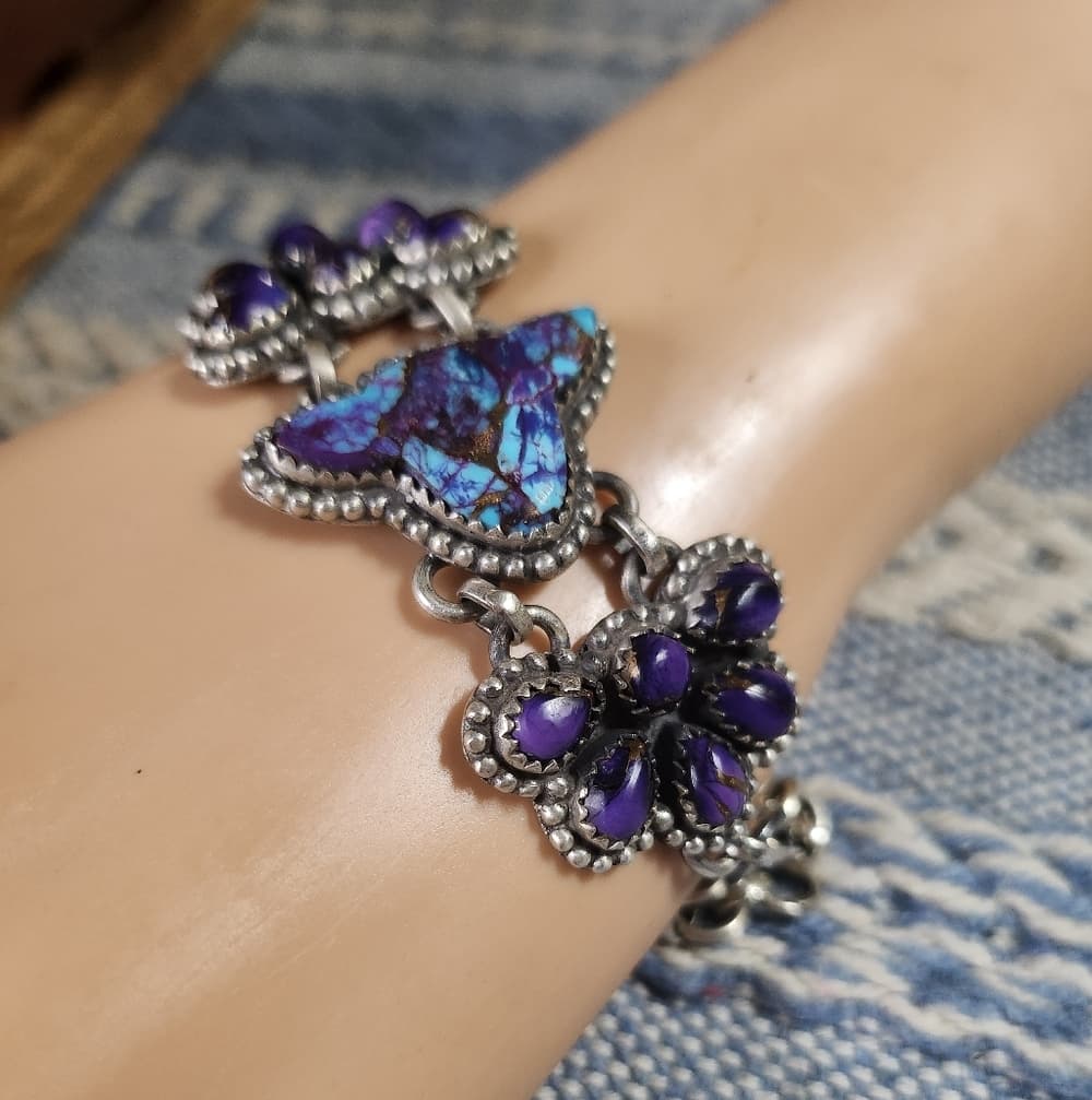 Sterling Silver Mojave Turquoise Cluster Link Bracelet | Southwestern Statement