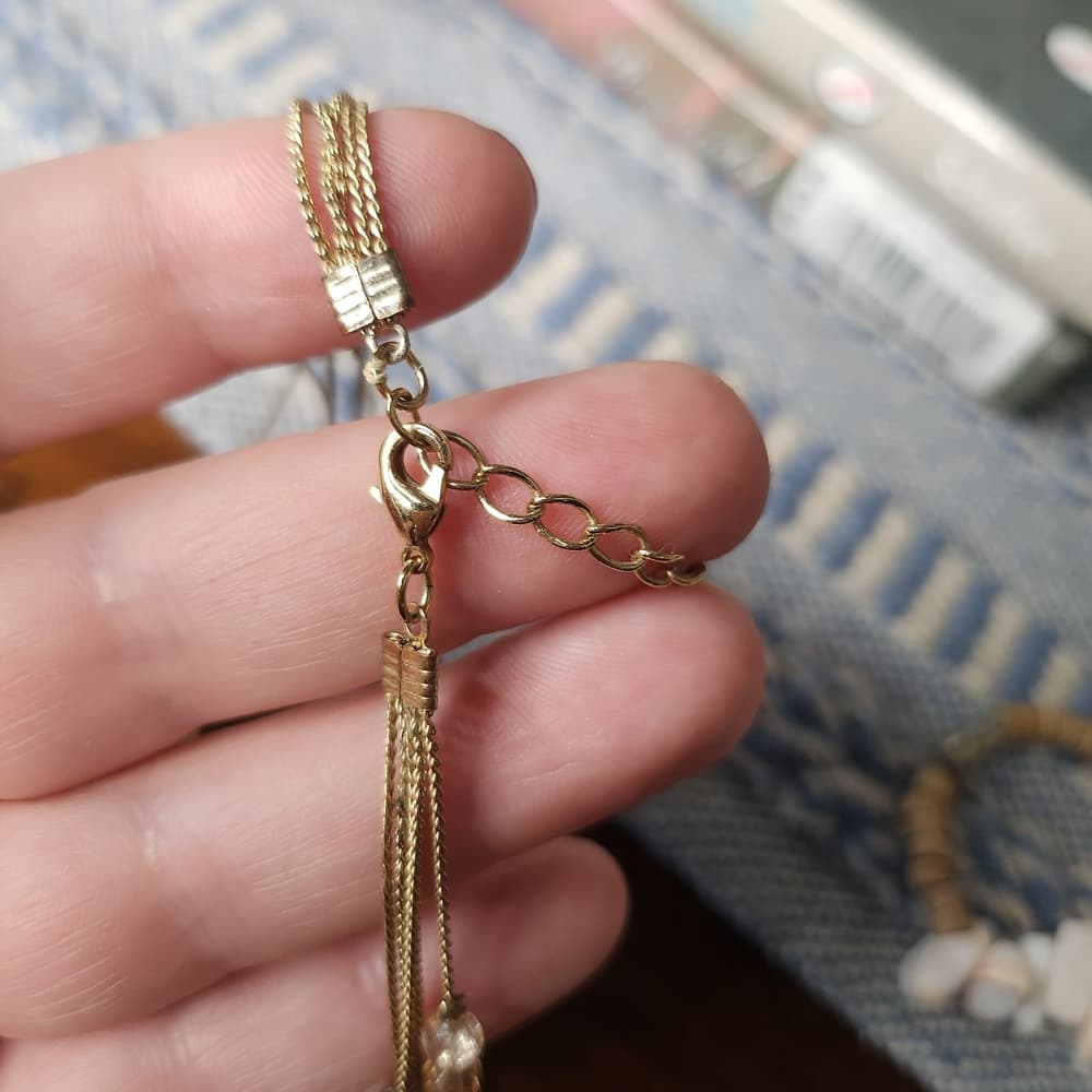 Pretty Gold Tone Multi-Strand Pastel Pearl Necklace - Thumbnail 5