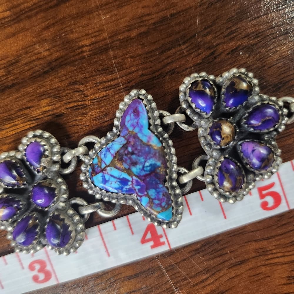 Sterling Silver Mojave Turquoise Cluster Link Bracelet | Southwestern Statement - Thumbnail 13