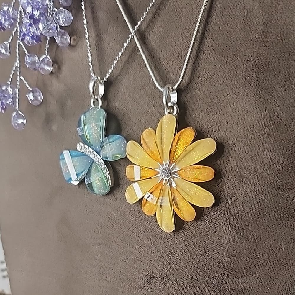 Sparkly Floral Bundle Yellow and Purple Dragonfly Jewelry Set With Ring Earrings