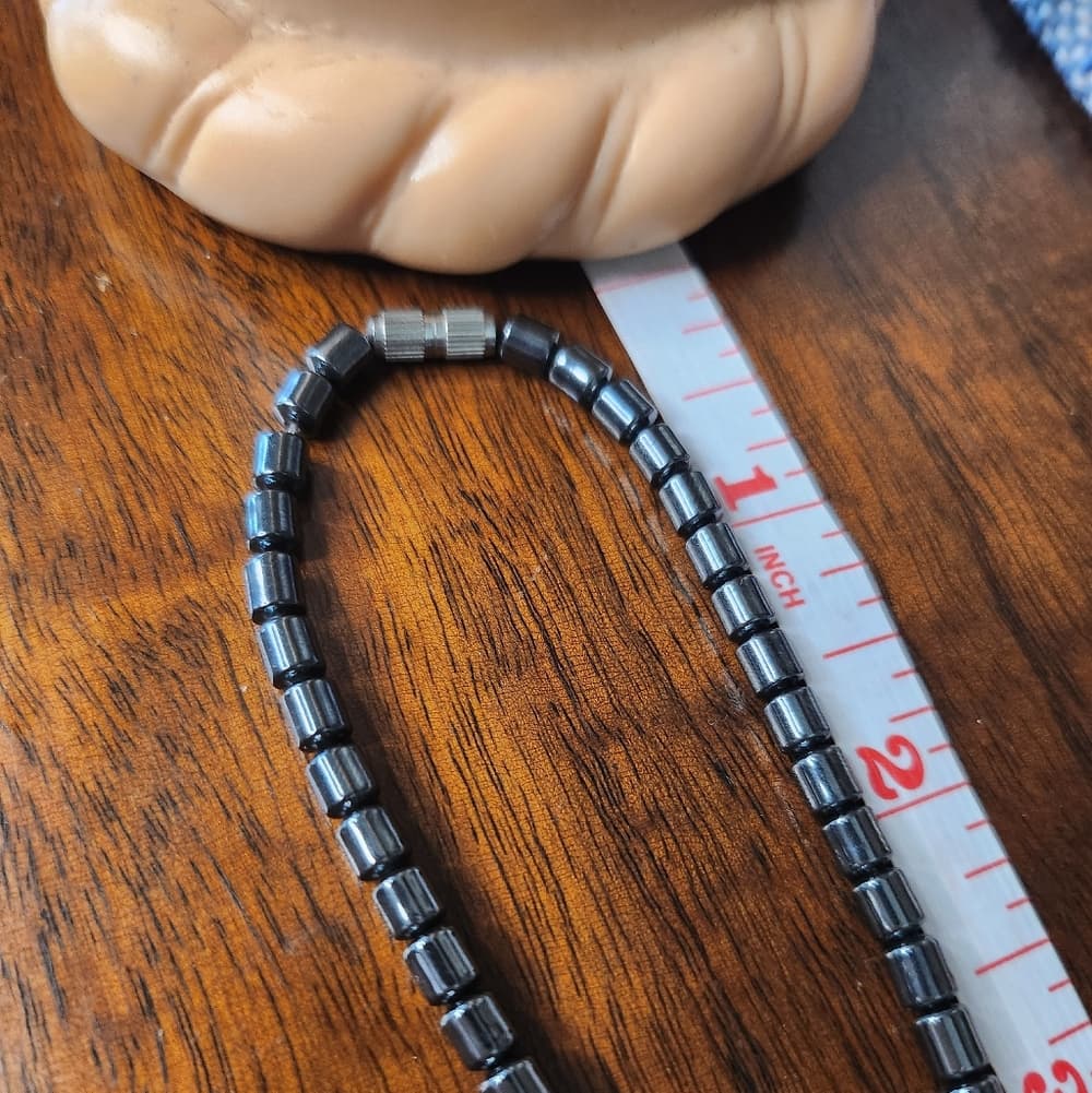 Native Carved Black Hematite Horse Head and Turquiose Blue Beaded Necklace - Thumbnail 5