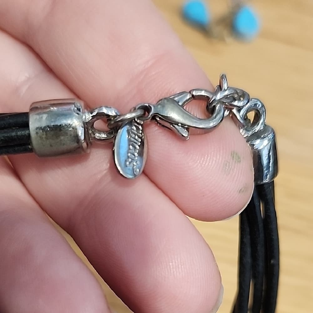 Chico's Leather Silver and Turquiose Southwestern Style Pendant Necklace - Thumbnail 3
