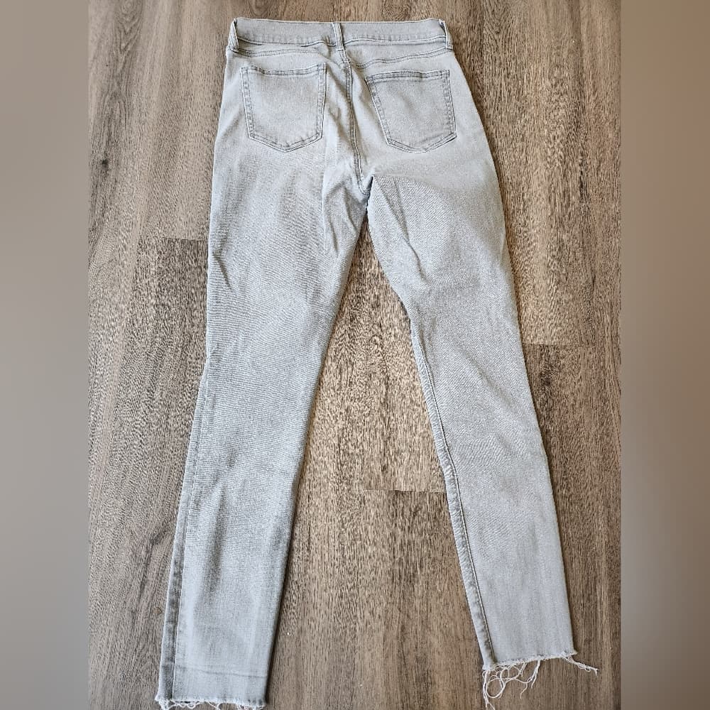 GAP Women's Light Gray True Skinny Jeans Raw Hem - Thumbnail 7