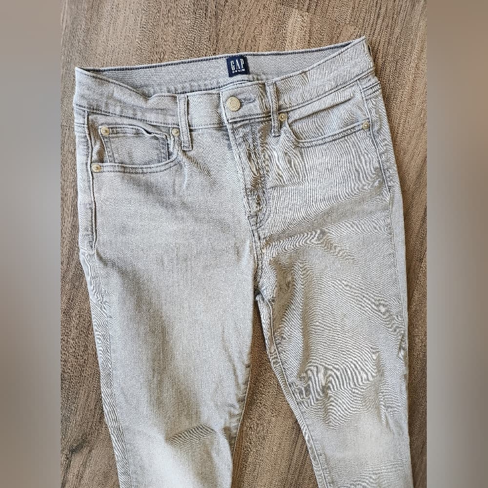 GAP Women's Light Gray True Skinny Jeans Raw Hem - Thumbnail 2