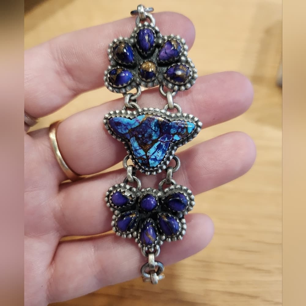 Sterling Silver Mojave Turquoise Cluster Link Bracelet | Southwestern Statement - Thumbnail 2
