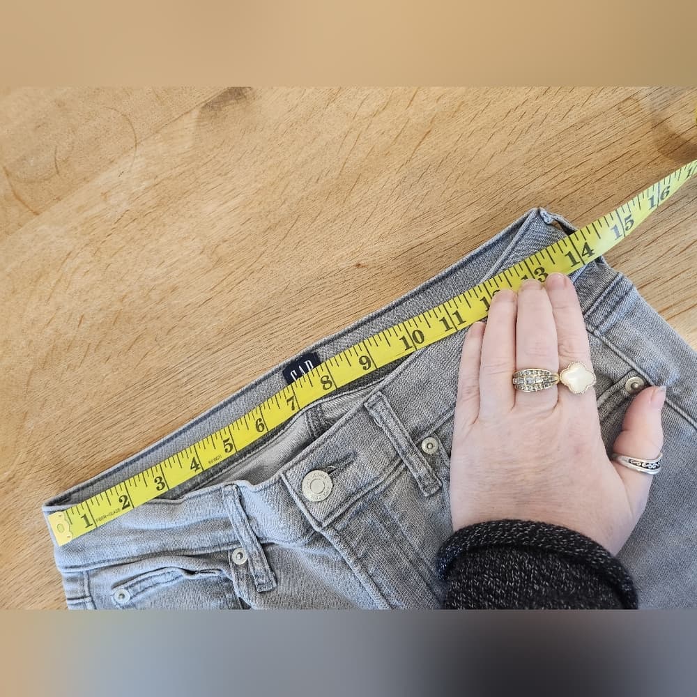 GAP Women's Light Gray True Skinny Jeans Raw Hem - Thumbnail 9