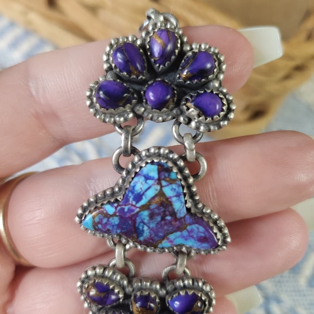 Sterling Silver Mojave Turquoise Cluster Link Bracelet | Southwestern Statement - Thumbnail 11