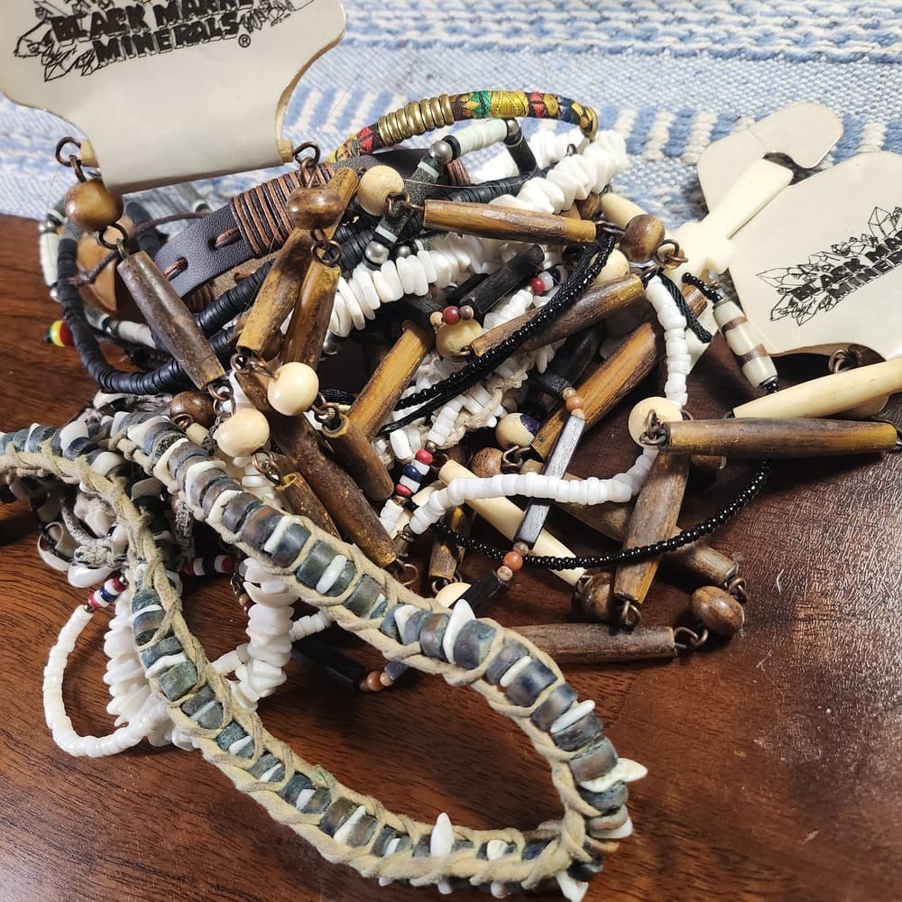 Tribal Style Wear Or Craft Lo Jewelry Jar Wood Bone Shell Leather Etc. - Thumbnail 5