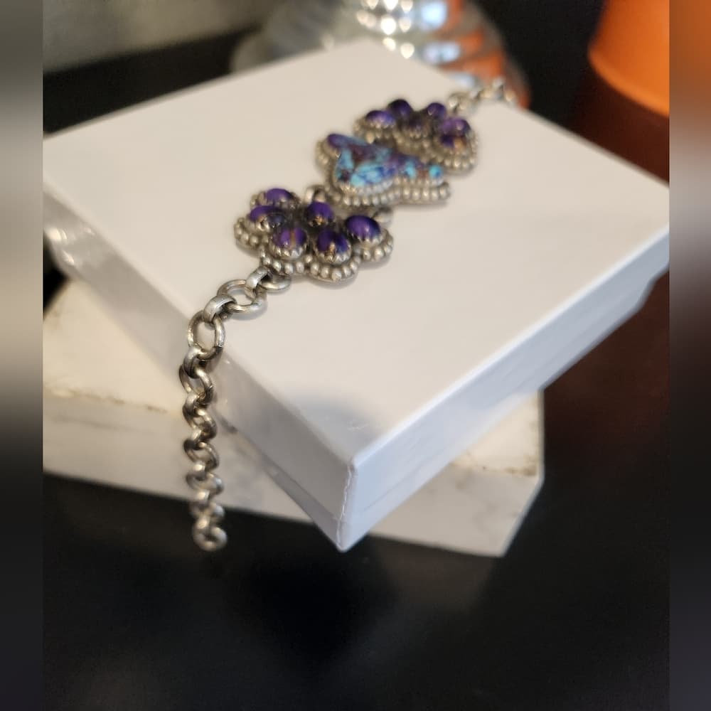 Sterling Silver Mojave Turquoise Cluster Link Bracelet | Southwestern Statement - Thumbnail 5