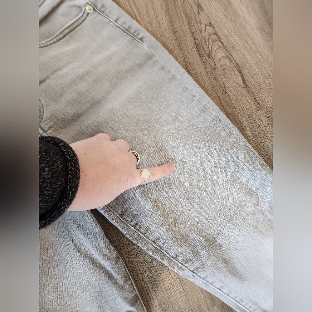 GAP Women's Light Gray True Skinny Jeans Raw Hem - Thumbnail 4