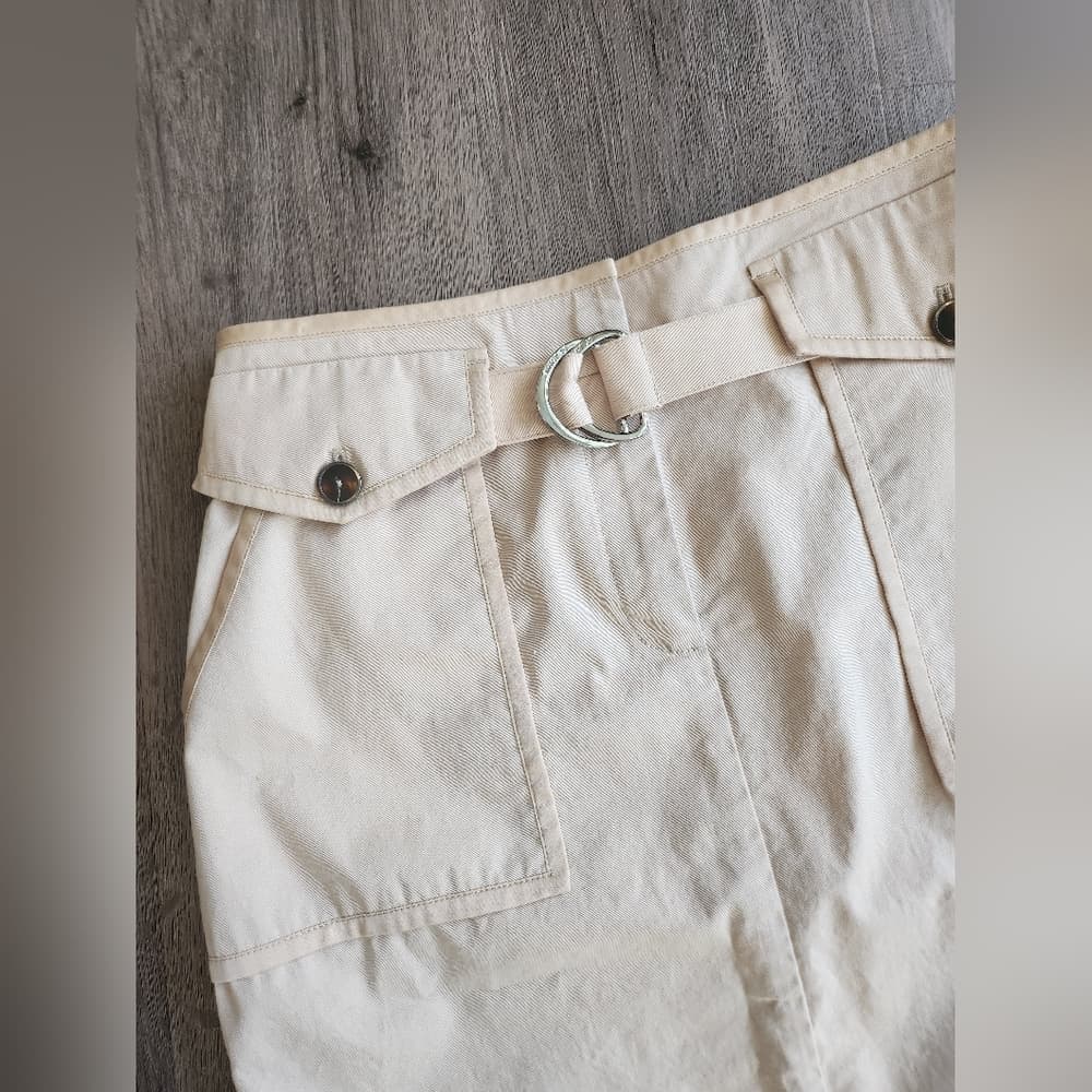 St John Gorgous Cream Belted Pencil Skirt With Pockets - Thumbnail 2