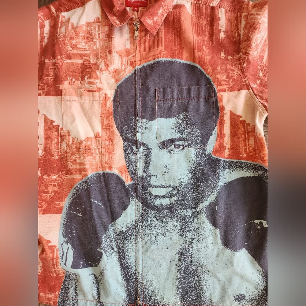 Supreme Red and Blue Muhammad Ali Boxing Graphic Zip Shirt - Thumbnail 2
