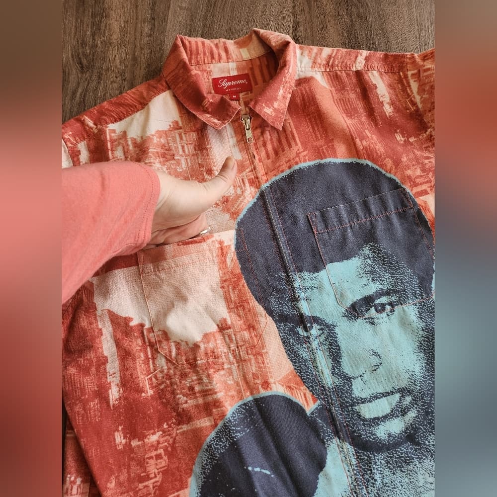 Supreme Red and Blue Muhammad Ali Boxing Graphic Zip Shirt - Thumbnail 3