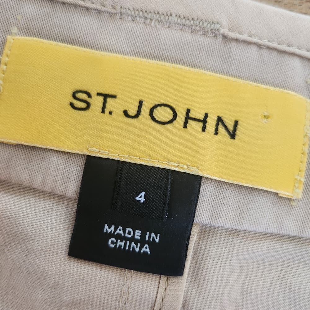 St John Gorgous Cream Belted Pencil Skirt With Pockets - Thumbnail 10