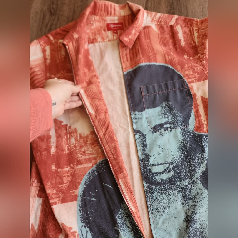 Supreme Red and Blue Muhammad Ali Boxing Graphic Zip Shirt - Thumbnail 4
