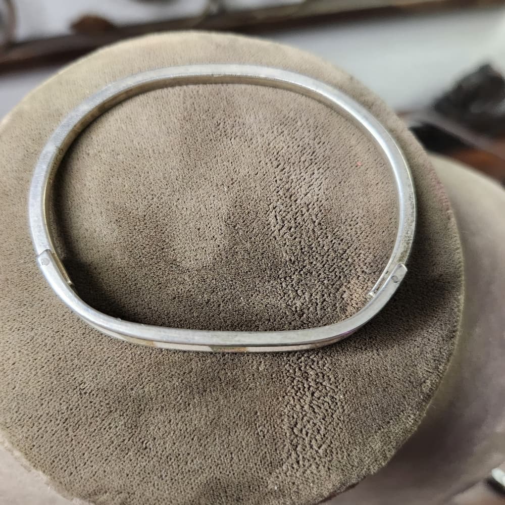 Elegant Silver Mother Of Pearl And Shell Inlay Bracelet Mexico - Thumbnail 2