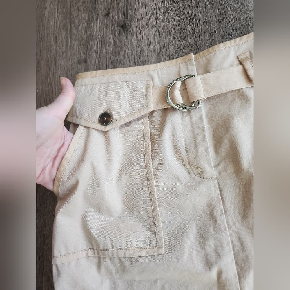 St John Gorgous Cream Belted Pencil Skirt With Pockets - Thumbnail 4