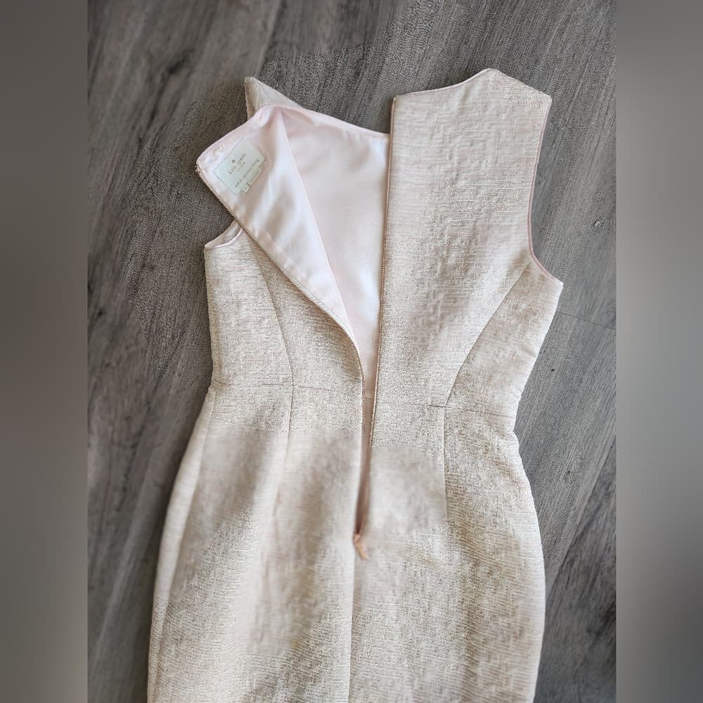 kate spade Light Pink Textured Rose Gold Accent Sleeveless Sheath Dress - Thumbnail 7