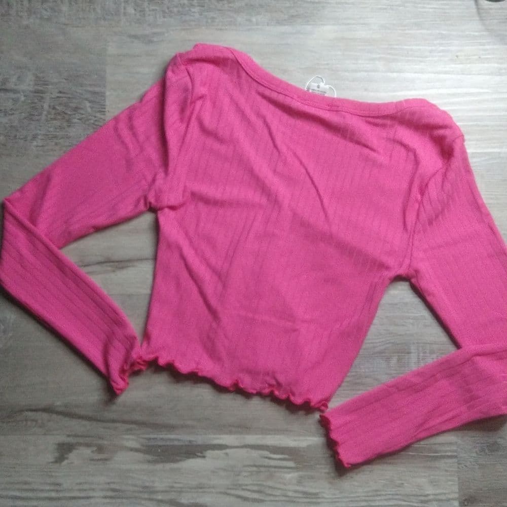 White Ribbed Long Sleeve Soft Stretchy Crop Top - Thumbnail 9