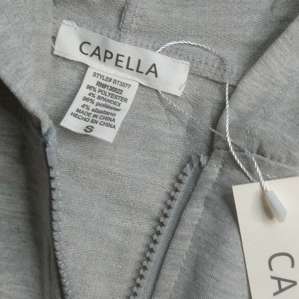 Gray French Terry Women's Cropped Zip Up Hoodie - Thumbnail 3