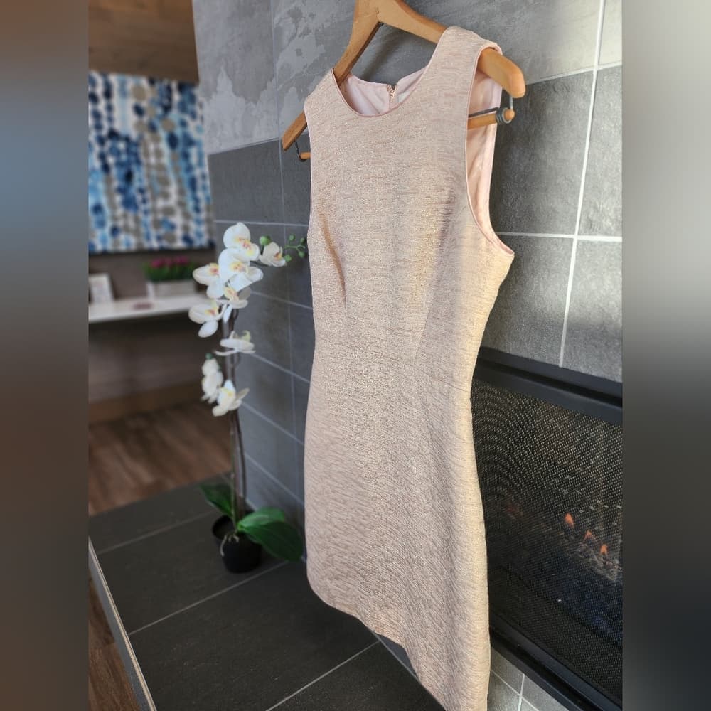 kate spade Light Pink Textured Rose Gold Accent Sleeveless Sheath Dress - Thumbnail 3