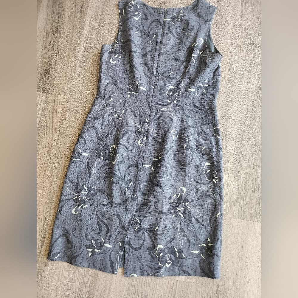 Tommy Bahama Silk Blue And Gray Floral Midi Evening Dress - Thumbnail 3