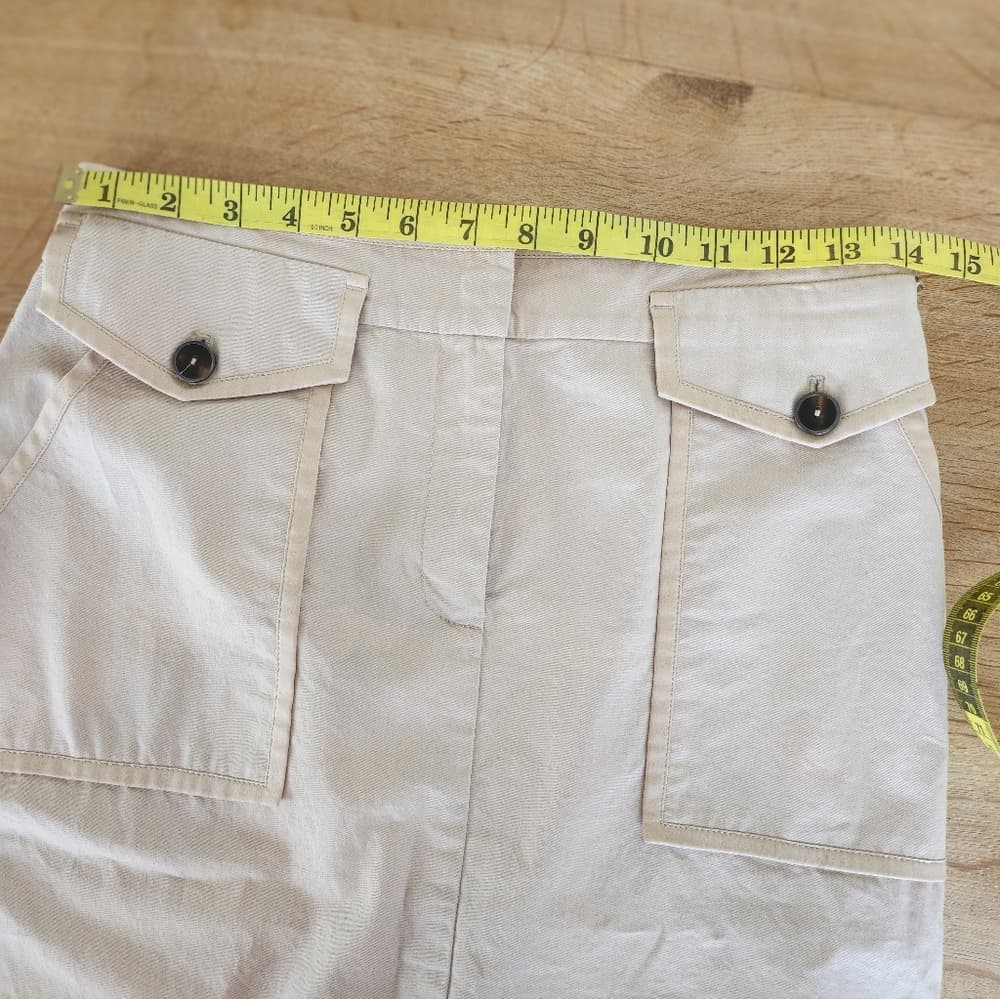 St John Gorgous Cream Belted Pencil Skirt With Pockets - Thumbnail 14