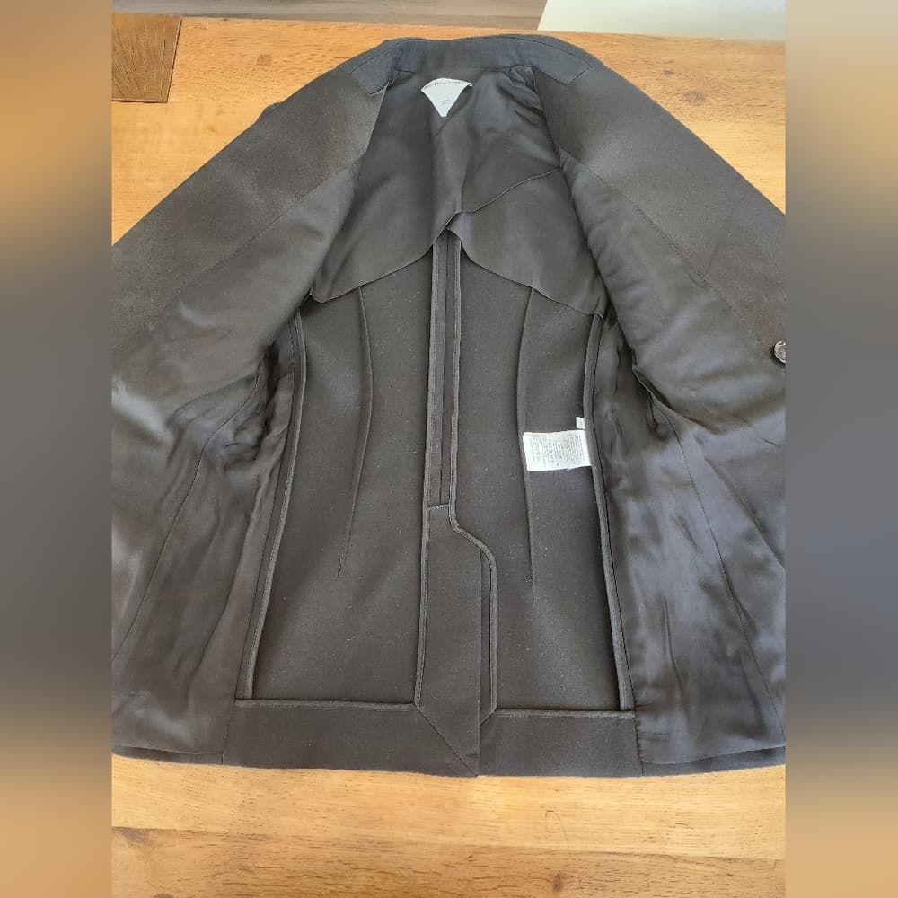 Bottega Veneta Black Compact Wool Double Breasted Blazer - Thumbnail 6