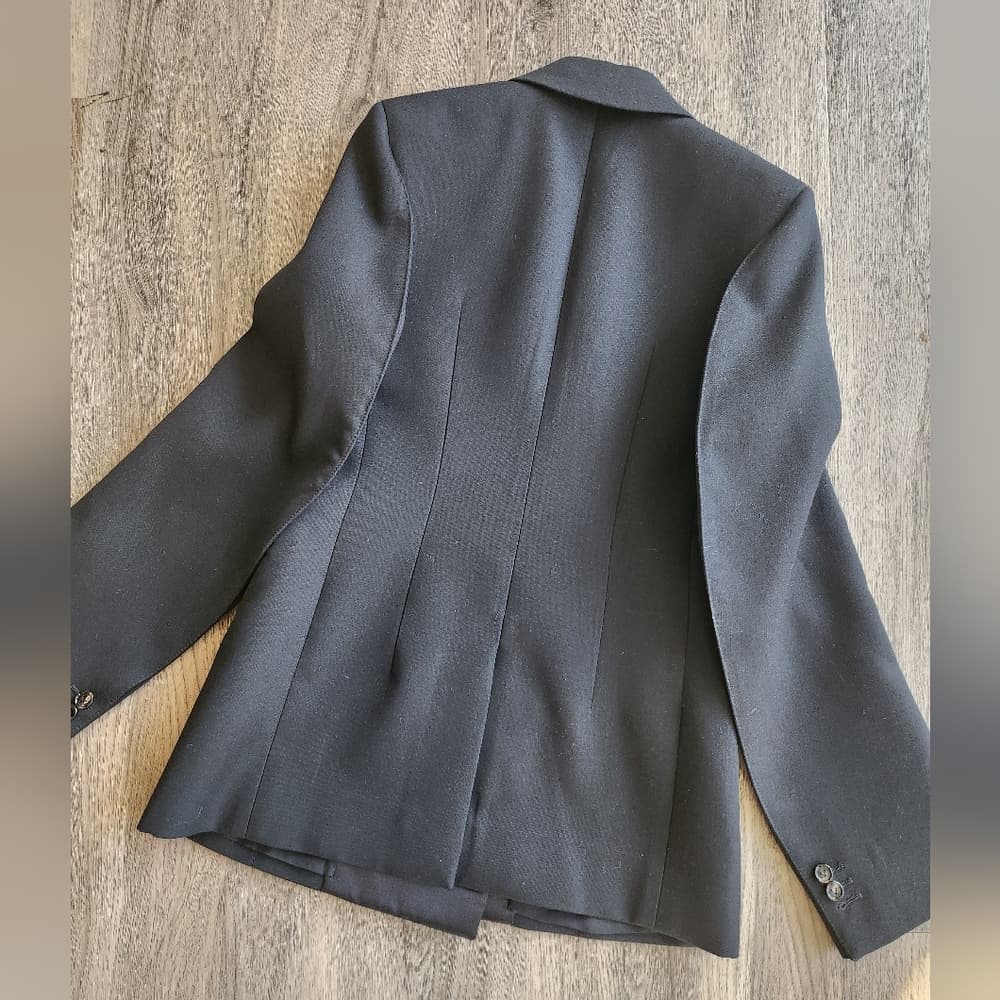 Bottega Veneta Black Compact Wool Double Breasted Blazer - Thumbnail 5
