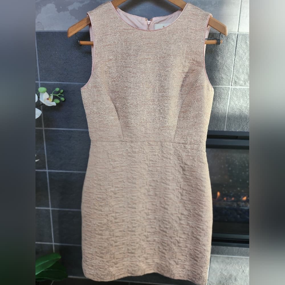 kate spade Light Pink Textured Rose Gold Accent Sleeveless Sheath Dress - Thumbnail 2
