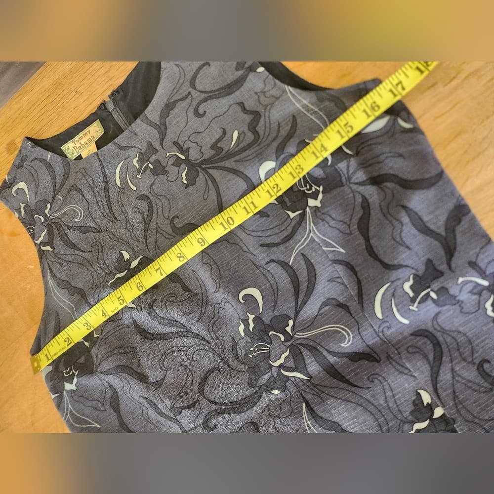 Tommy Bahama Silk Blue And Gray Floral Midi Evening Dress - Thumbnail 10