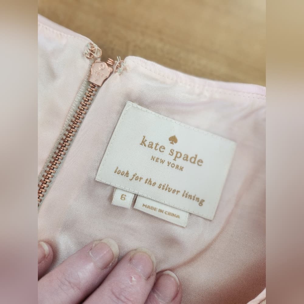 kate spade Light Pink Textured Rose Gold Accent Sleeveless Sheath Dress - Thumbnail 5