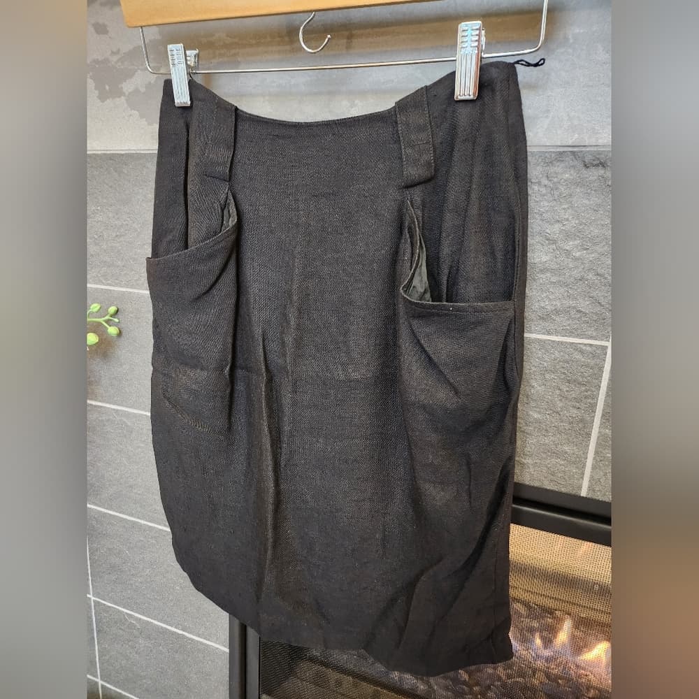 Vintage Anne Klein II Black Union Made Pencil Skirt With Pockets - Thumbnail 2