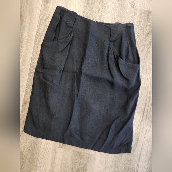 Vintage Anne Klein II Black Union Made Pencil Skirt With Pockets - Thumbnail 13