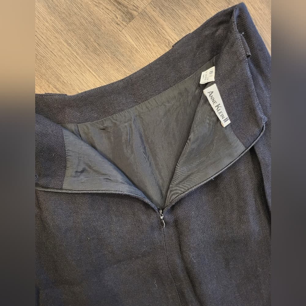 Vintage Anne Klein II Black Union Made Pencil Skirt With Pockets - Thumbnail 6