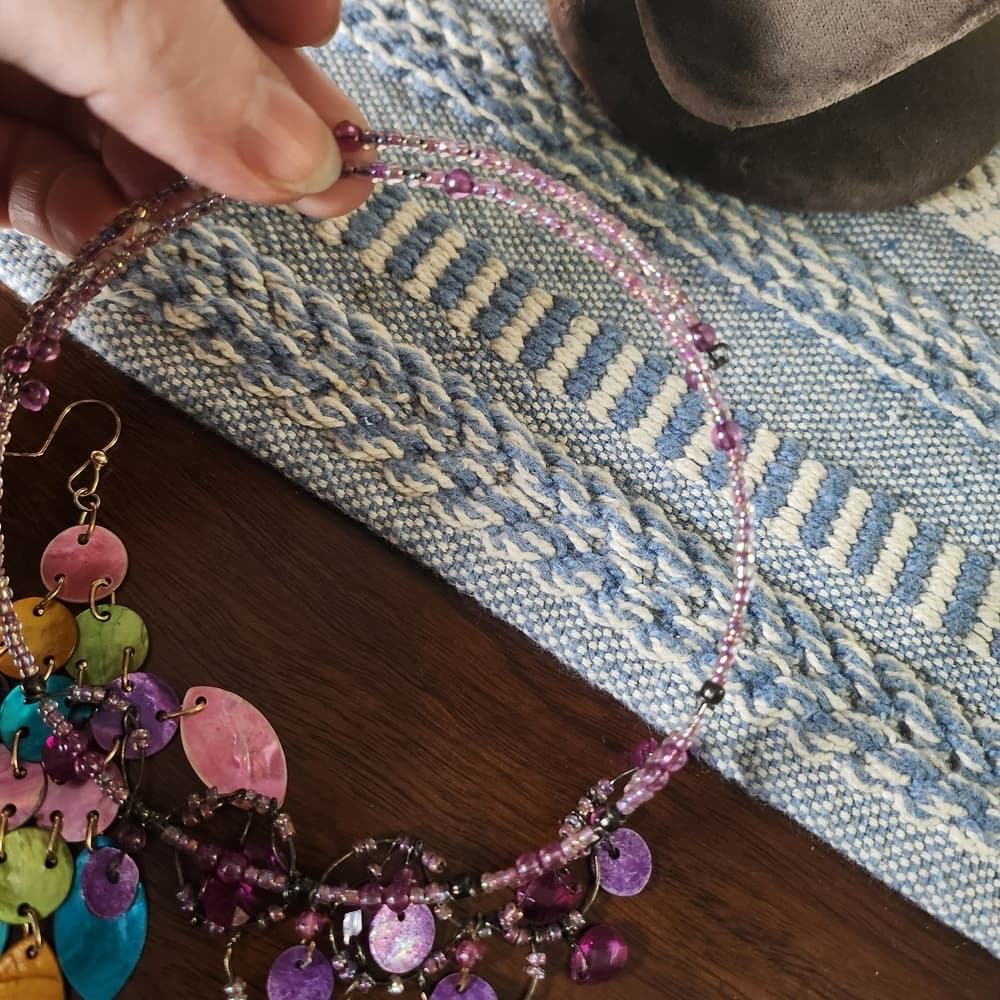 Purple Wire Chandelier Choker And Abalone Shell Pendant Necklace Mermaid Stack - Thumbnail 7