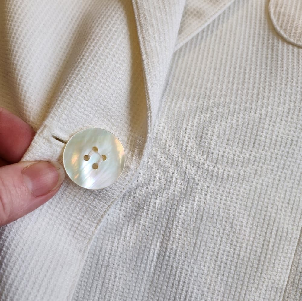 Vintage Evan Picone Saks Fifth Avenue White Formal Blazer Shell Button Accents - Thumbnail 4