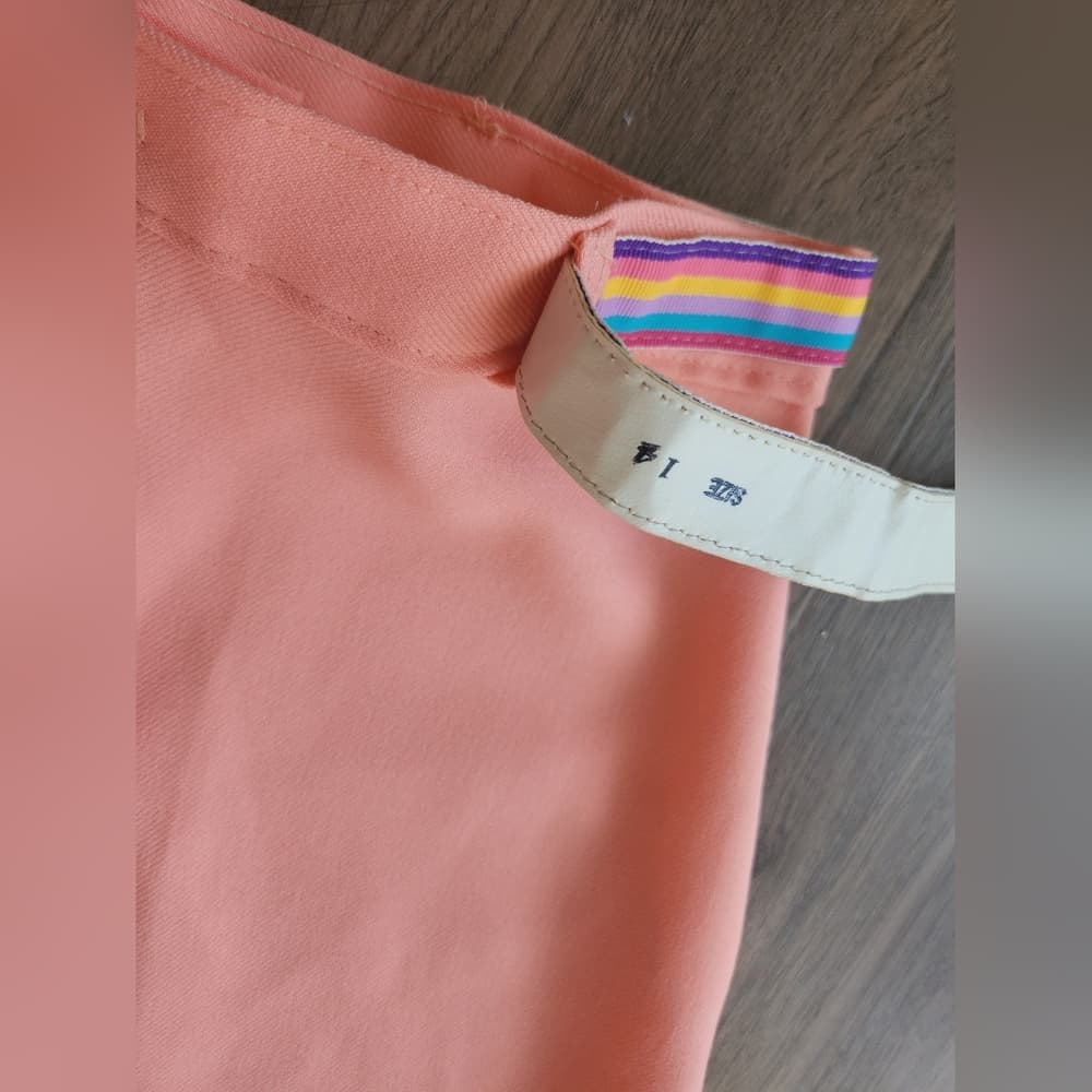 Vintage Chic Pink Polyester Trousers With Rainbow Belt - Thumbnail 4